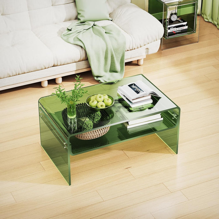 Acryl Couchtisch für Wohnzimmer, Wohnzimmertisch Beistelltisch Transparent, Lucite Tisch mit Offenem