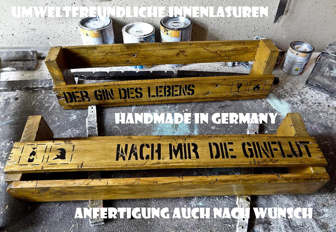 IHR WUNSCHTEXT in Farbe auf einem PaLeTTeNReGaL (HxLxT: 23x8ox9,5cm) Wandbar Barelement Weinregal Fl