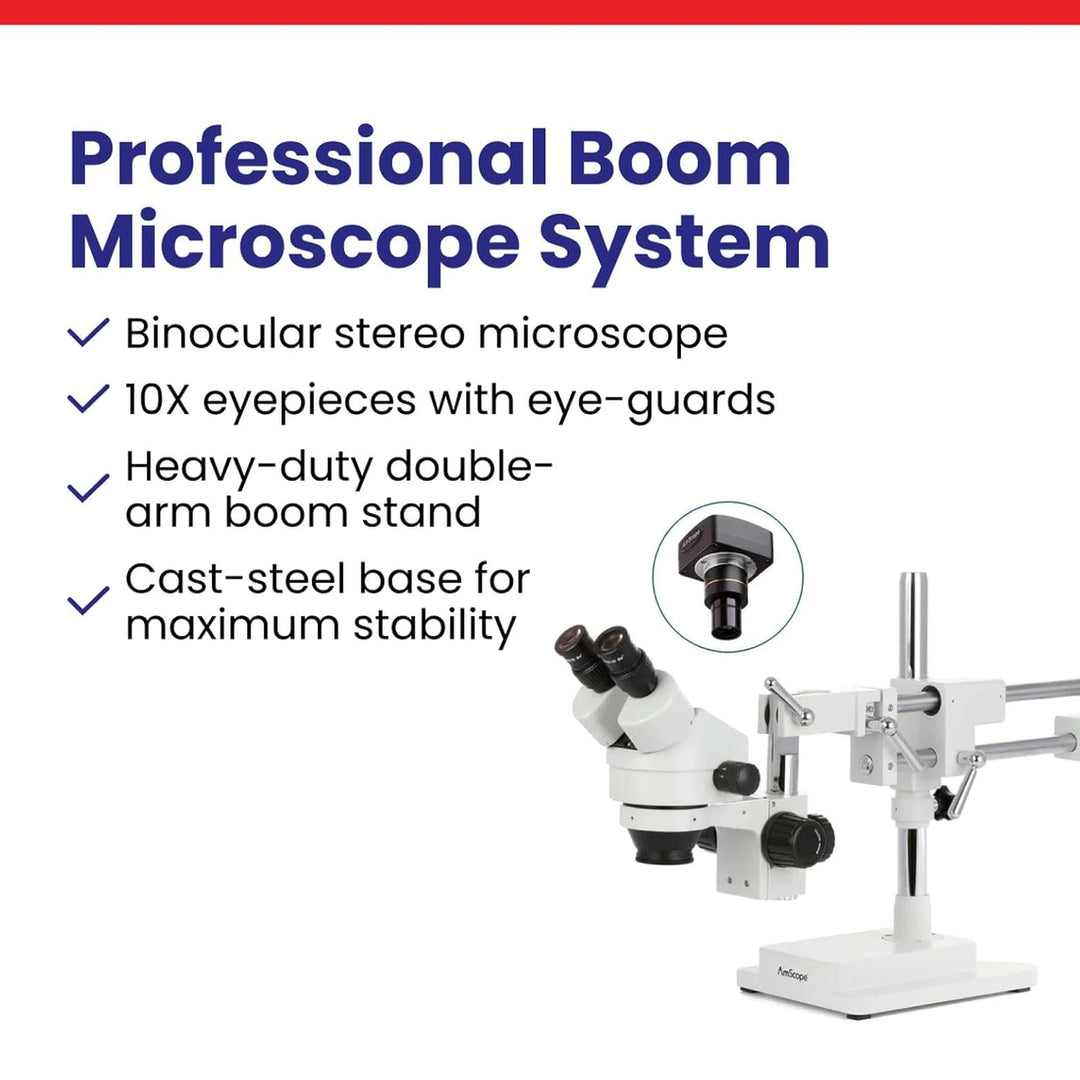 AmScope SM-4B Professionelles Fernglas, Stereo-Zoom-Mikroskop, WH10x Okulare, 7-45x Vergrösserung, 0