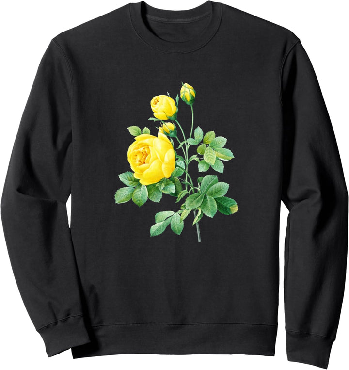 Ästhetisches Vintage-Hemd mit gelben Rosen und Blumen. Sweatshirt
