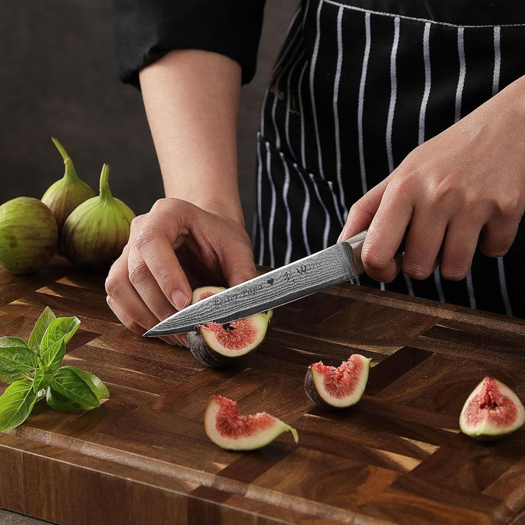 Wakoli EDIB 3er Damastmesser Set mit Gravur – Personalisiertes Messer-Set, Chefmesser, Nakiri & Allz