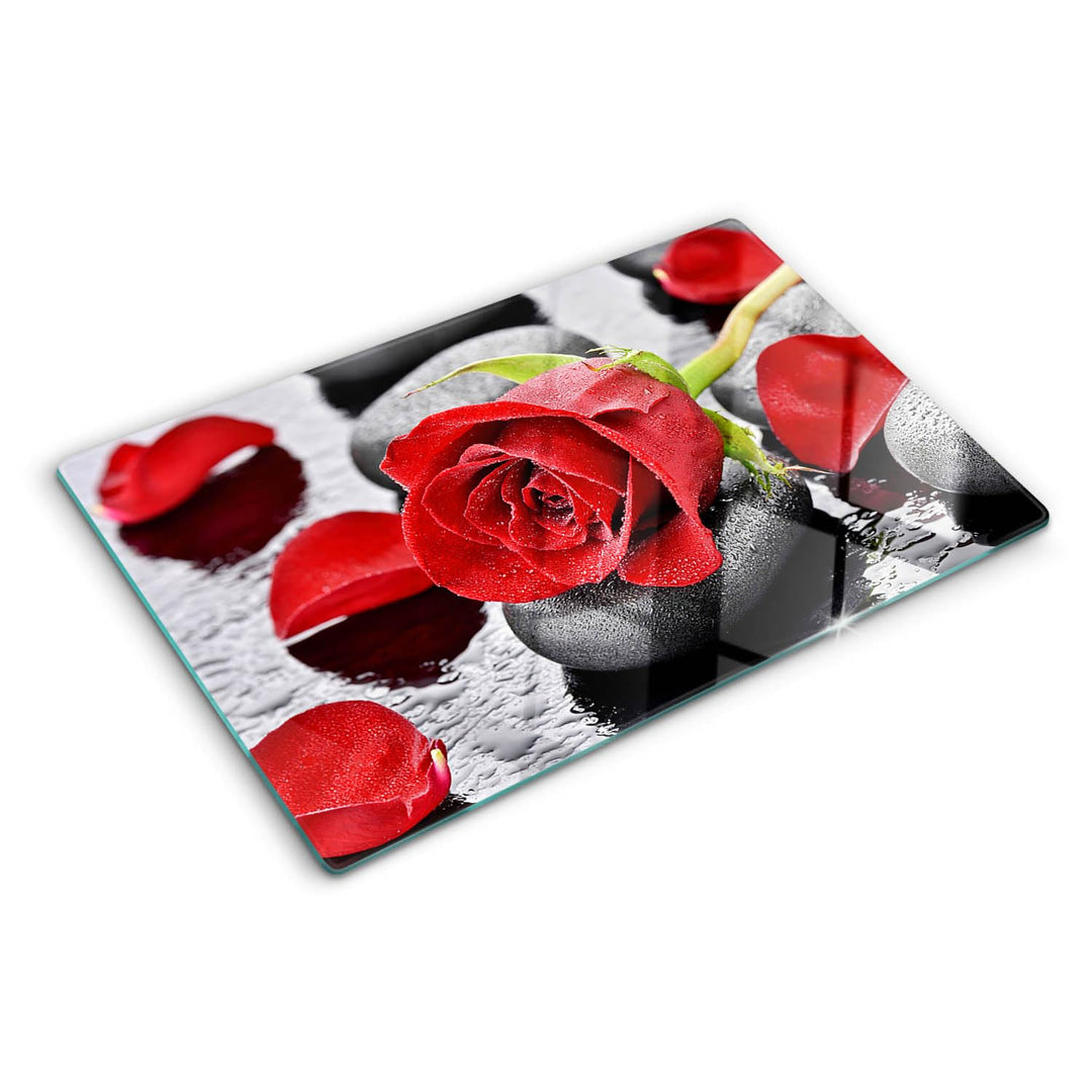 Glasschneidebrett 80x52 cm Hitzebeständig Gehärtetes Glas Rutschfest Silikonfüsse Plastikfrei Lebens