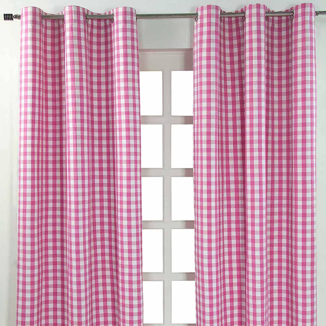 Homescapes blickdichter Ösenvorhang, pink-weiss Karierter Dekoschal mit traditionellem Karo-Muster i