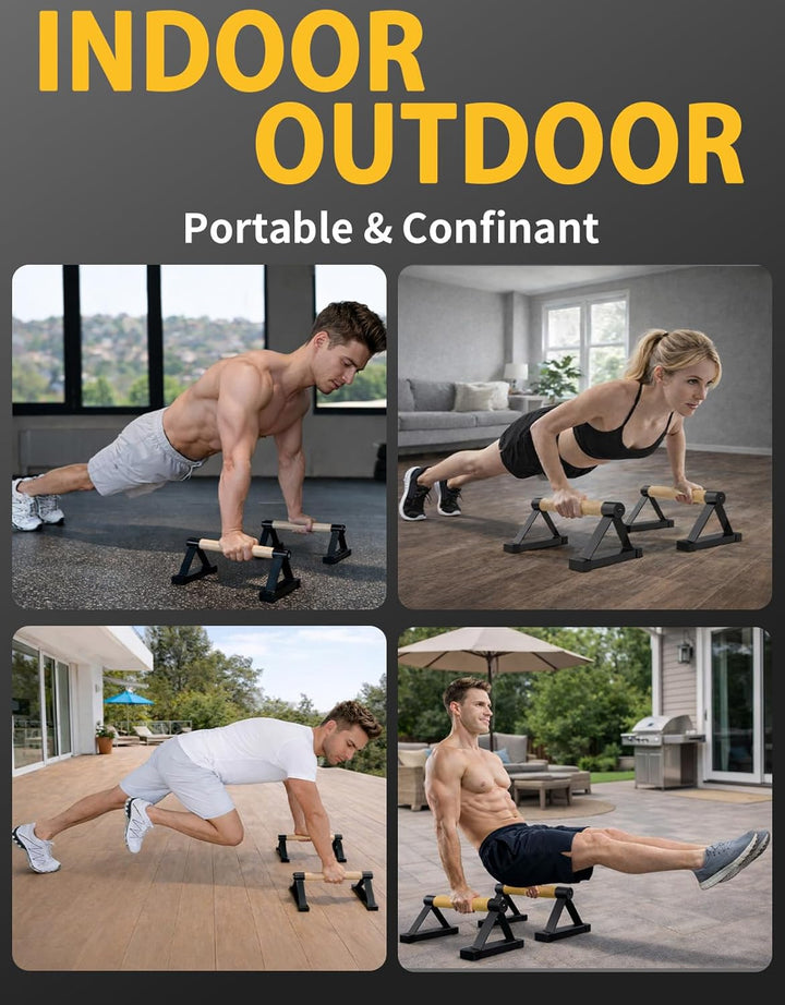 Wooden Push Up Bars Set, 2 Stück Liegestützgriffe aus Buchenholz Non Slip Parallettes Bars für Calis