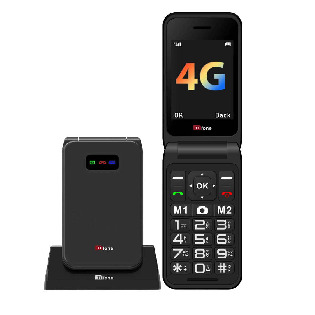 TTfone TT760 Klapptelefon 4G mit Grossen Tasten für Senioren und Notruf-Taste - Entsperrtes Grundleg