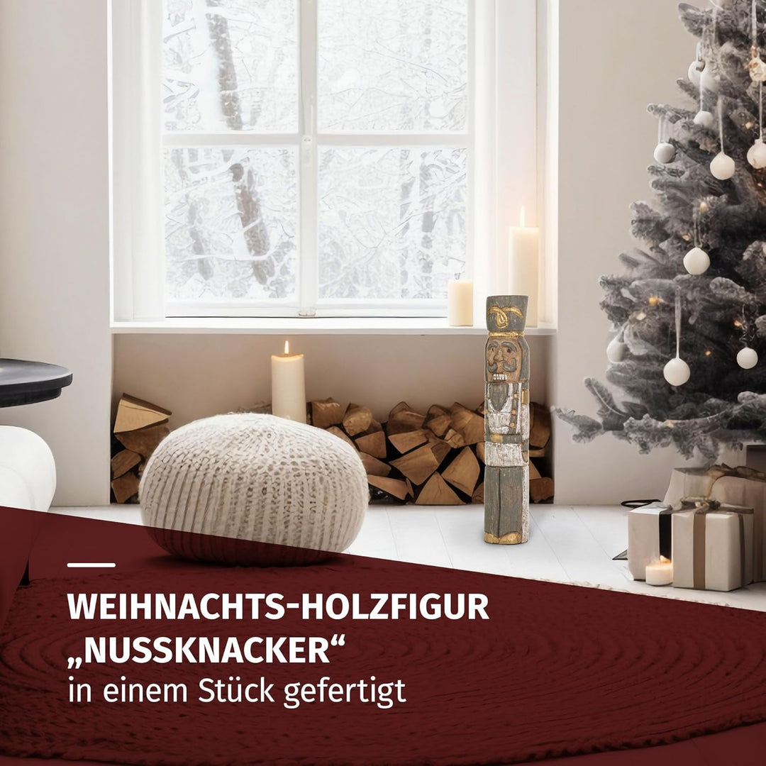 Moritz Nussknacker Holzfigur 43,5 cm handgefertigte Weihnachtsdekoration aus Mangoholz, geschnitzt u