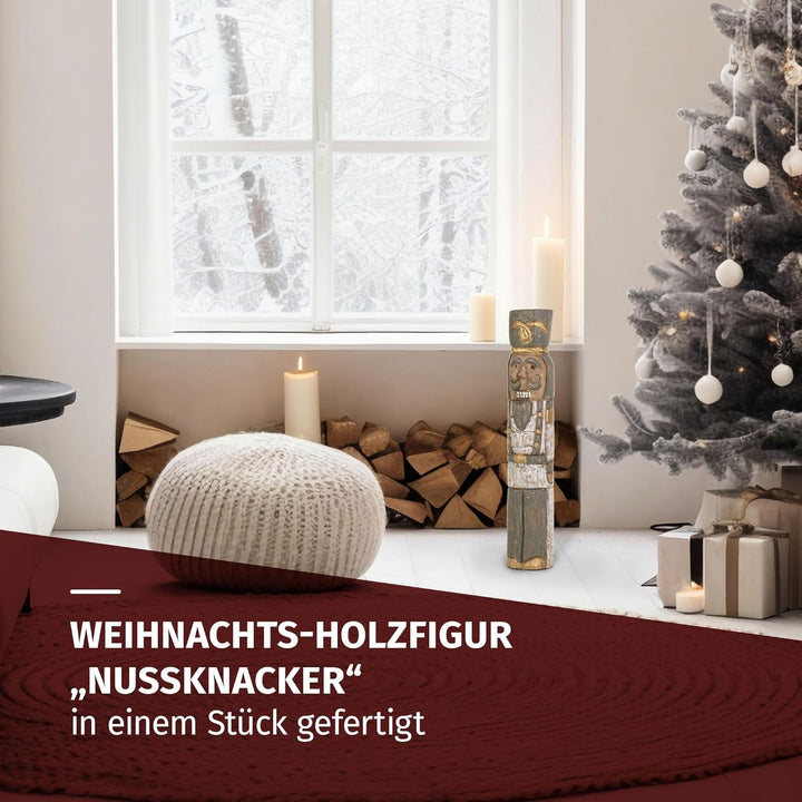 Moritz Nussknacker Holzfigur 43,5 cm handgefertigte Weihnachtsdekoration aus Mangoholz, geschnitzt u