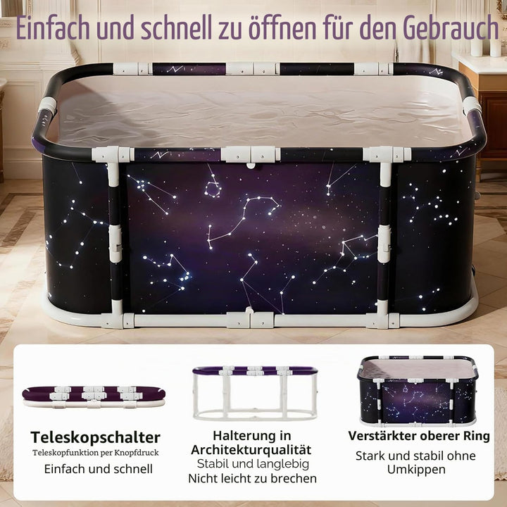 Simcat Tragbare faltbare Badewanne, grosse Einweichbadewanne für heisse Dusche und Eisbad, freistehe