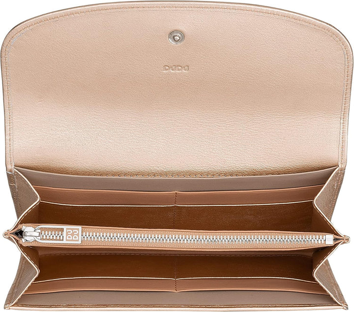 DUDU Portafoglio Donna Grande Capacità Portafogli Donna Pelle Vera Bloccaggio RFID, Portafoglio Cont