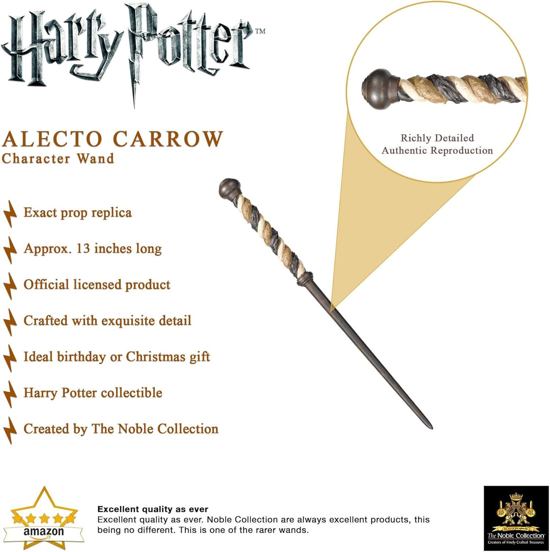 The Noble Collection - Alecto Carrow Character Wand - 13in (33cm) Wizarding World Wand With Name Tag