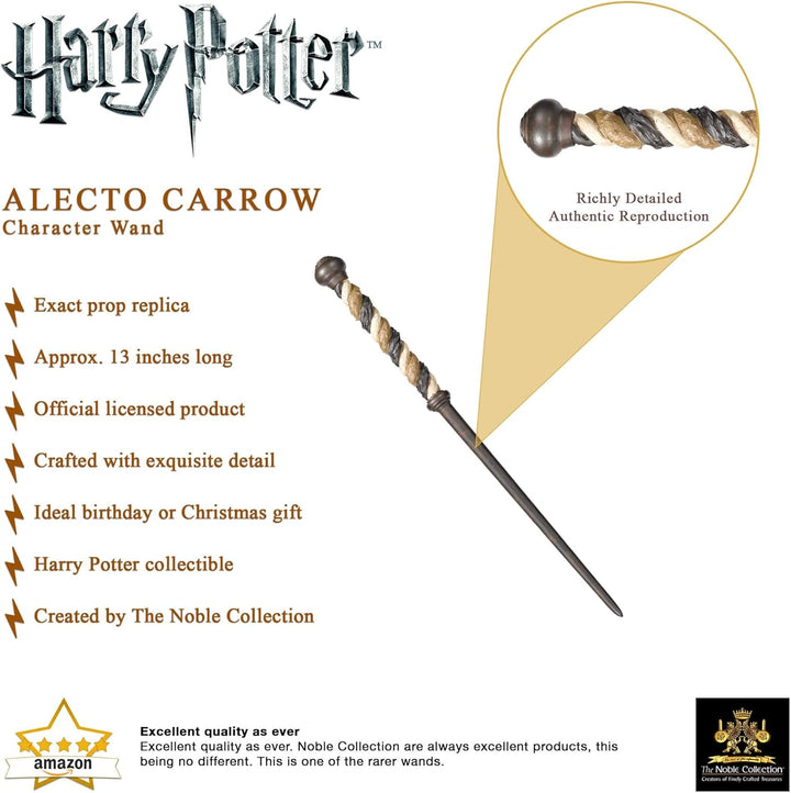 The Noble Collection - Alecto Carrow Character Wand - 13in (33cm) Wizarding World Wand With Name Tag
