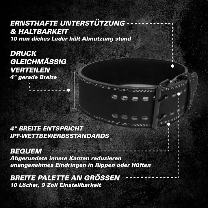 Harbinger 10mm Powerlifting Belt – Robuster Leder-Gürtel, 10 cm breit, Maximale Rücken- & Kernunters