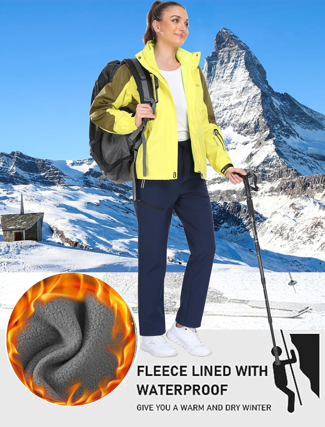 MoFiz Damen Wanderhose Skihose Softshellhose Outdoorhose Thermohose Winddichte Berghose Arbeitshose