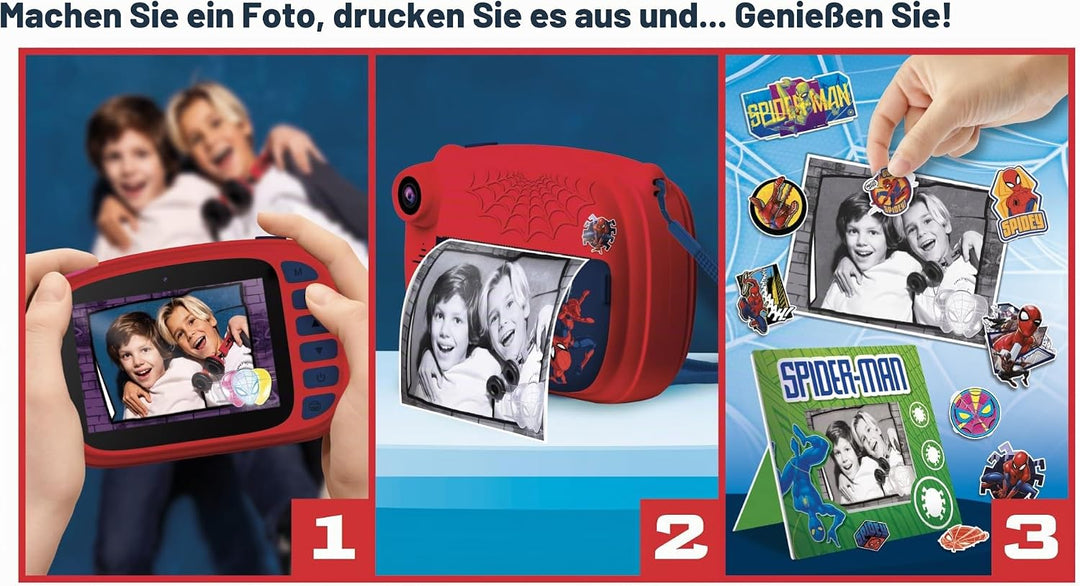 Lisciani - Spider-Man Print CAM - Sofortbildkamera - Hi-Tech Educative - 4 Zoll Farbbildschirm - Dua
