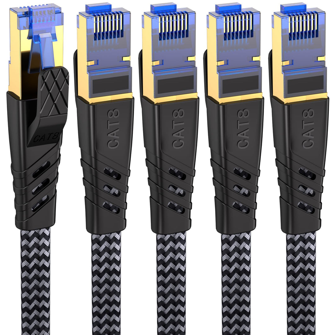 Cat 8 LAN Kabel 1,5m (5-Stück), 40Gbps Netzwerkkabel 2000MHz Gigabit Hochgeschwindigkeits Internetka