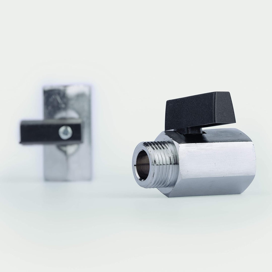 10 Stück KMZ 12 TS Lüdecke Sechskant-Kugelhähne Messing vernickelt G 1/2 Zoll IG x G 1/2 Zoll AG G 1