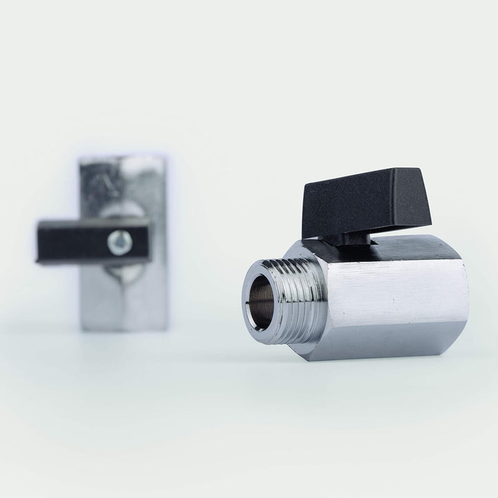 10 Stück KMZ 12 TS Lüdecke Sechskant-Kugelhähne Messing vernickelt G 1/2 Zoll IG x G 1/2 Zoll AG G 1