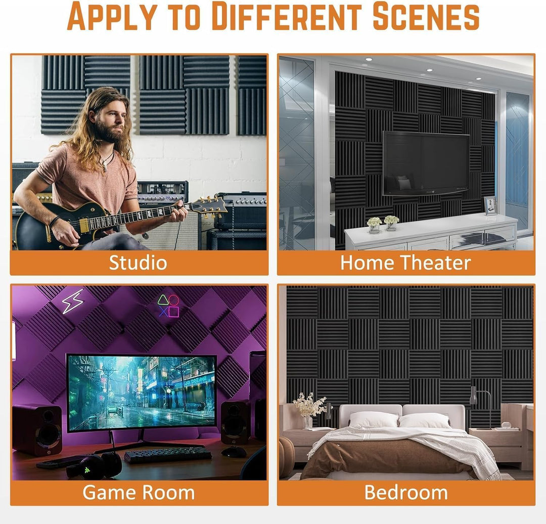 Saiqiang 48 Pack Akustikschaumstoff, Akustikschaumstoff Platten Wand 30x30x2.5 cm Schalldämmung Akus