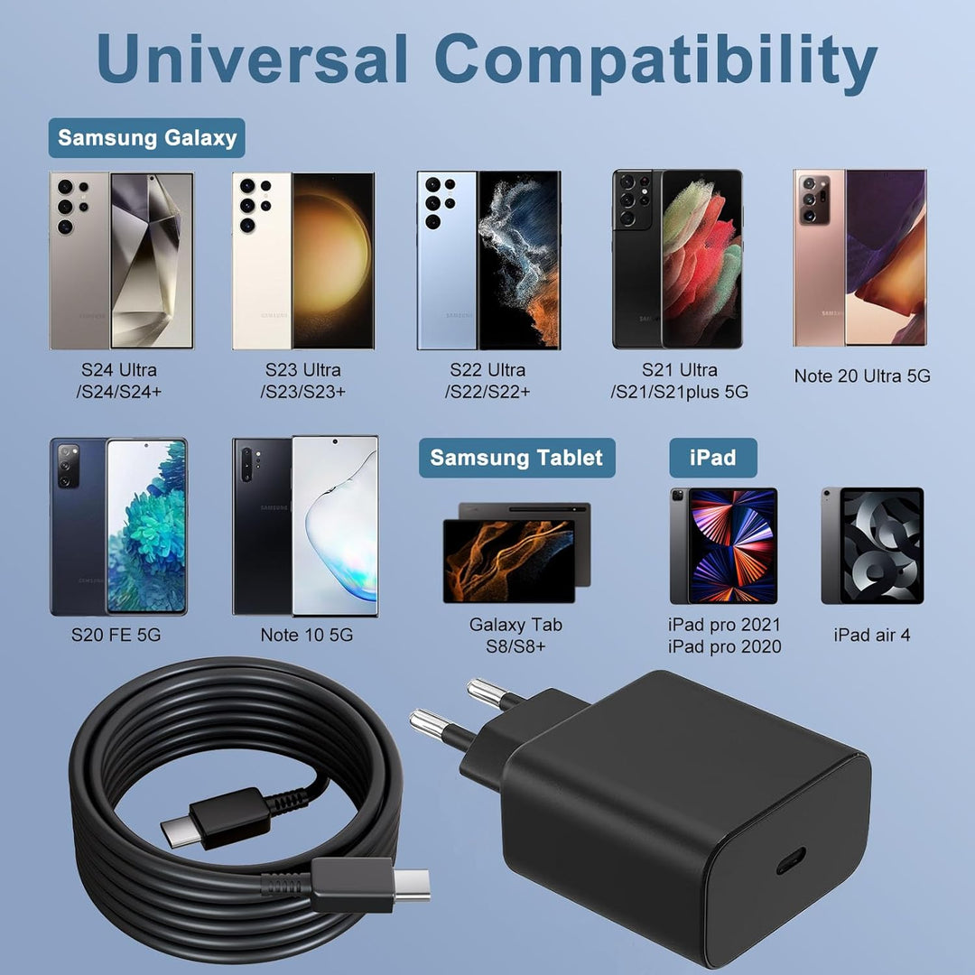 45W USB C Ladegerät für Samsung,Schnellladegerät und 2m Schnellladekabel für Samsung Galaxy S25 S24