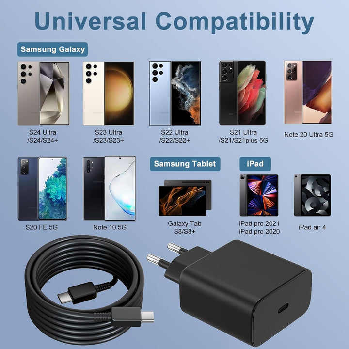 45W USB C Ladegerät für Samsung,Schnellladegerät und 2m Schnellladekabel für Samsung Galaxy S25 S24