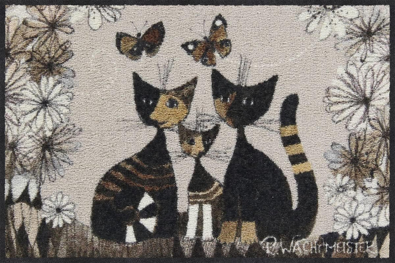 Rosina Wachtmeister Fussmatte waschbar by Salonloewe Gatti con Fiori 50 x 75 cm Tür-Matte Katzen bun