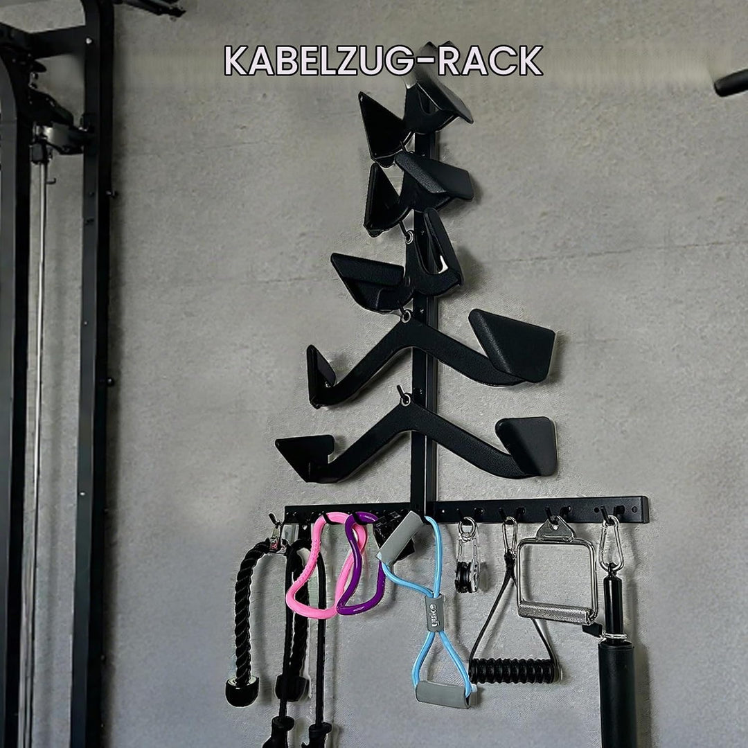 KORIKAHM Lat Pulldown Attachments Storage Rack, Wall Mounted Lat Pull Down Bar Organizer with Heavy
