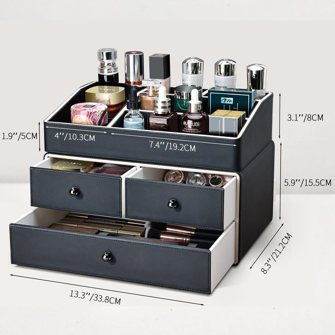 KINGFOM Make-up-Organizer, Kosmetik-Organizer mit 3 Schubladen und 5 Fächern, Make-up-Organizer (sch