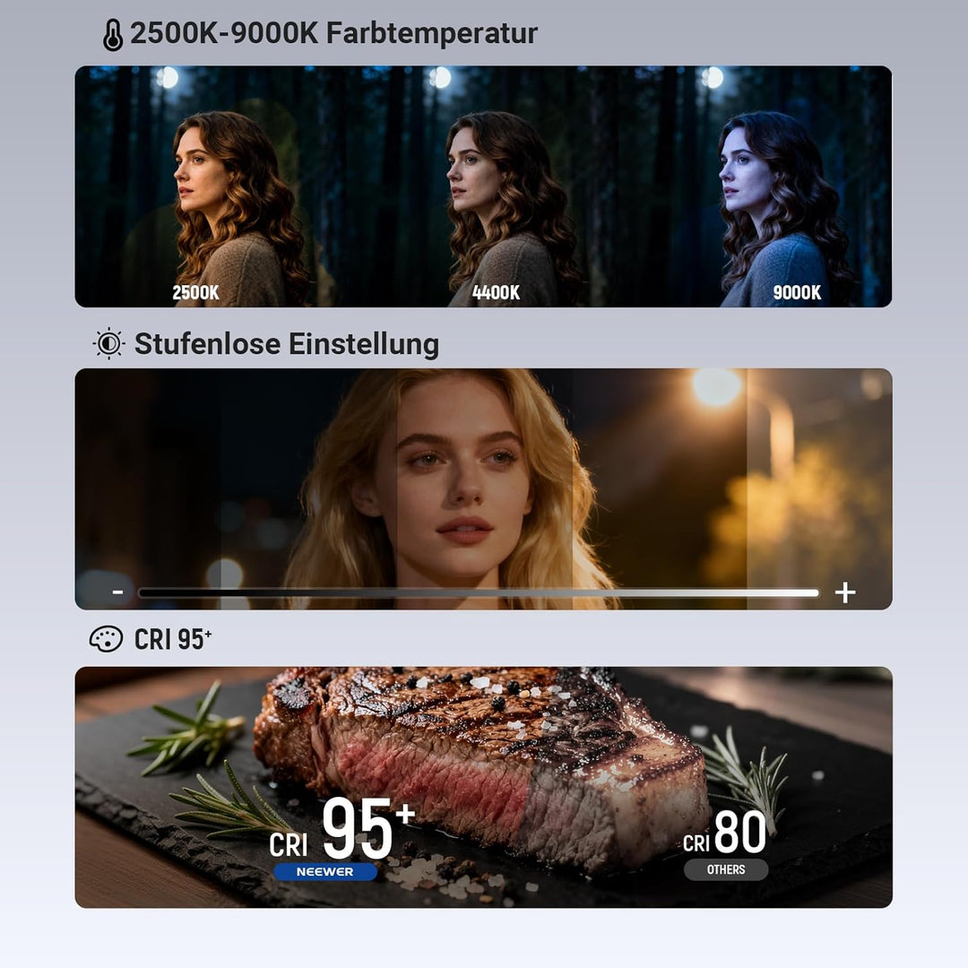 NEEWER Basics Magnetisches Selfie Licht Handy kompatibel mit MagSafe iPhone, 2W CRI95+ zweifarbiges