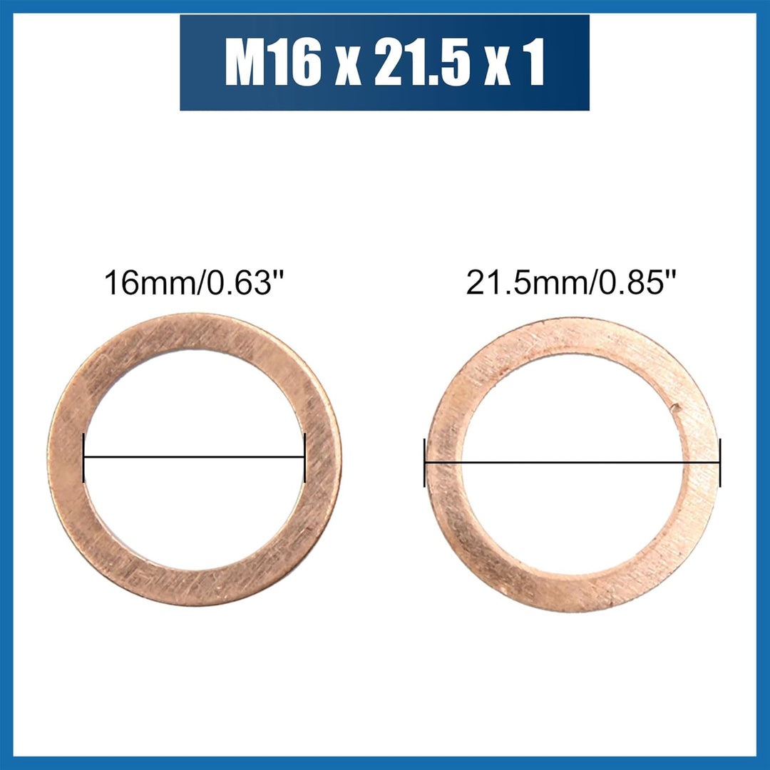 Unterlegscheiben 20Stk. 16mm Inner Dmr. Kupfer Flache Auto Dichtungen Ringe Artikelaustausch