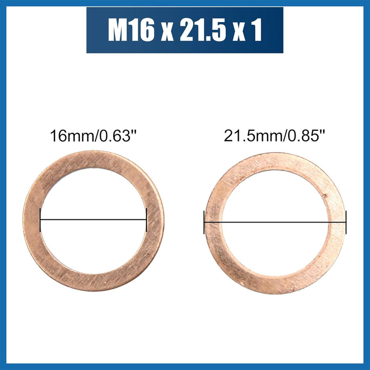 Unterlegscheiben 20Stk. 16mm Inner Dmr. Kupfer Flache Auto Dichtungen Ringe Artikelaustausch