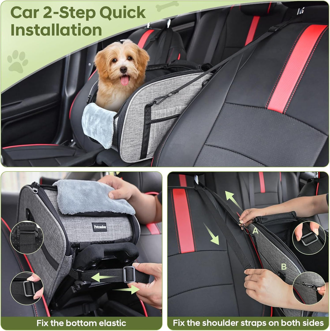 Hundeautositz für Kleine Hunde – Hunde Autositz für Mittelkonsole, Tragbarer Hundesitz mit Doppeltem