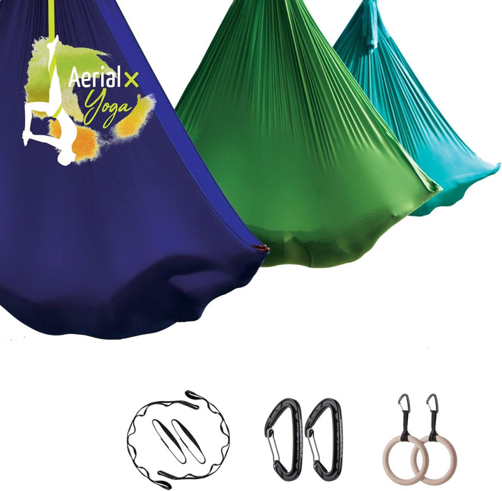 AerialX Aerial Yogatuch - Yoga Fitness Set | GS geprüfte Yoga Hängematte inkl. Turnringe für Yoga Pi