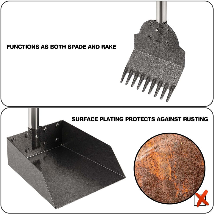 Yangbaga Hundekotschaufel aus Metall Rechen mit Verstellbarer Länge 84/98 cm Langer Griff Large Kehr
