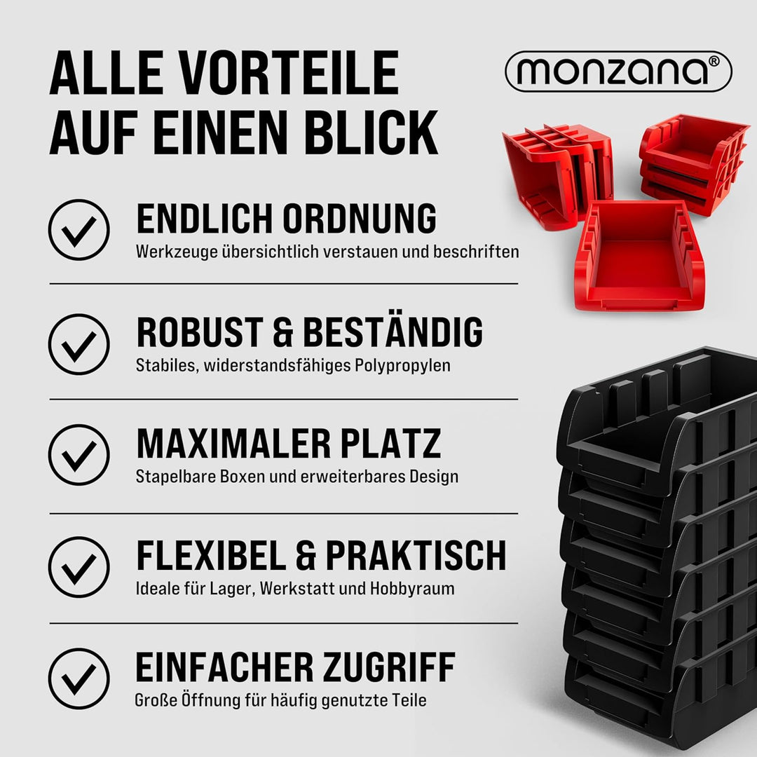 DEUBA® Stapelboxen 32 tlg. Erweiterbar Etikettenfach Stabil Stossfest Starke Wandplatten Wandregal W