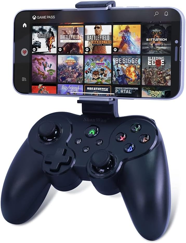 ShanWan Smartphone Controller für Android/iOS, Handy Controller mit Halterung, Bluetooth Mobile Gami