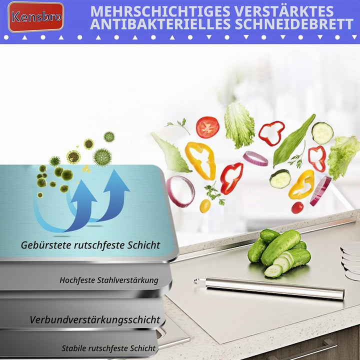 Edelstahl-Schneidebrett 30 x 40cm, Beidseitiges Backbrett | Schneidebrett mit Lippe für Küche, Bar,