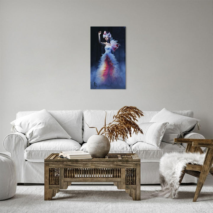 Bilder auf Leinwand Frau Geheimnis Nacht Wald Leinwandbild mit Rahmen 45x80cm Wandbilder Dekoration