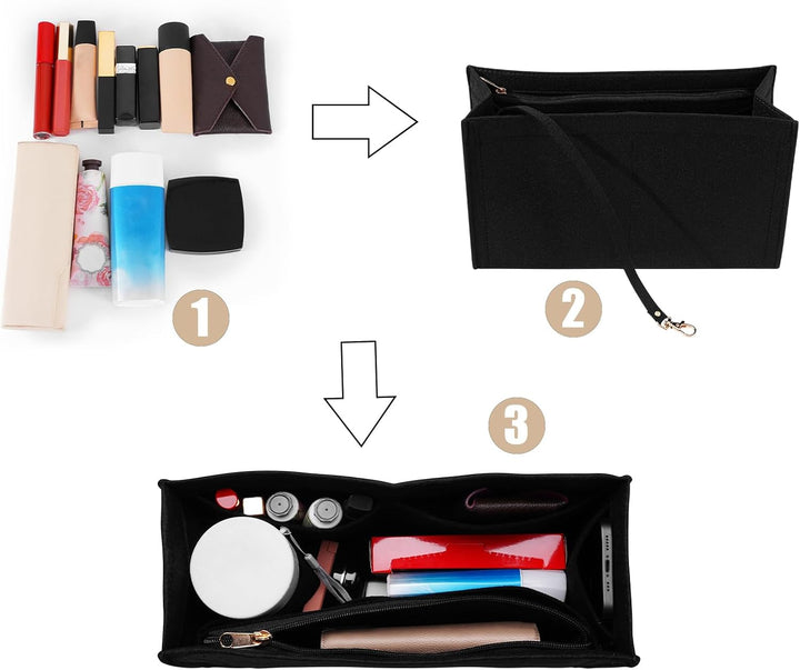 LOUKAYCCI Geldbörsen-Organizer-Einsatz für Dior-Buchtasche, grosse Tascheneinsatz, Premium-Filz-Eins
