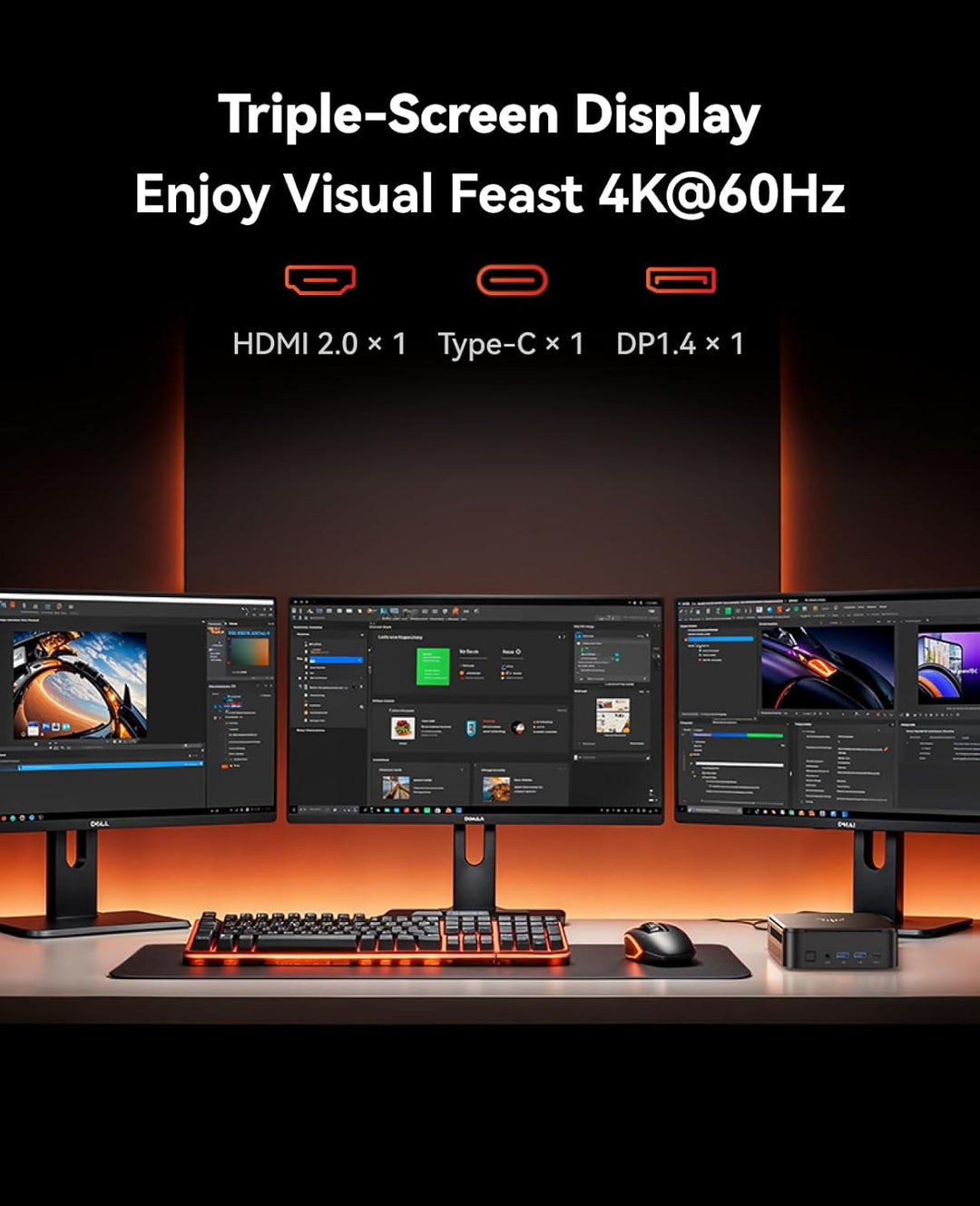 NiPoGi E3B Mini PC AMD Ryzen 7 7730U(Bis zu 4,5GHz) 32GB DDR4 1TB SSD mit Radeon Graphics Micro Desk