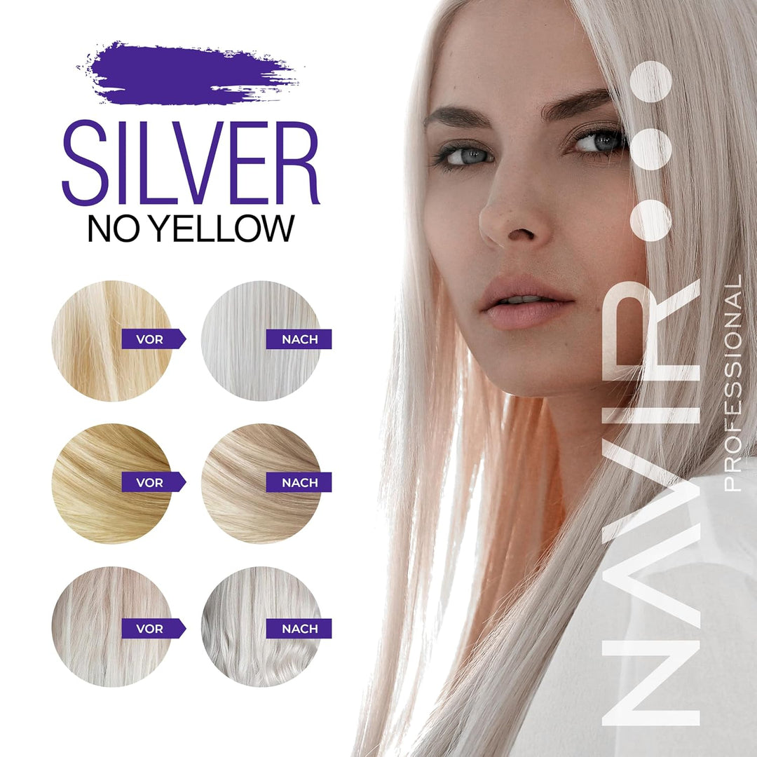 NAVIR Professionell | Silver Haarmaske 750ml – Anti-Gelbstich Behandlung für blondes, graues und geb