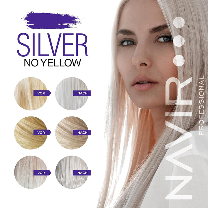 NAVIR Professionell | Silver Haarmaske 750ml – Anti-Gelbstich Behandlung für blondes, graues und geb