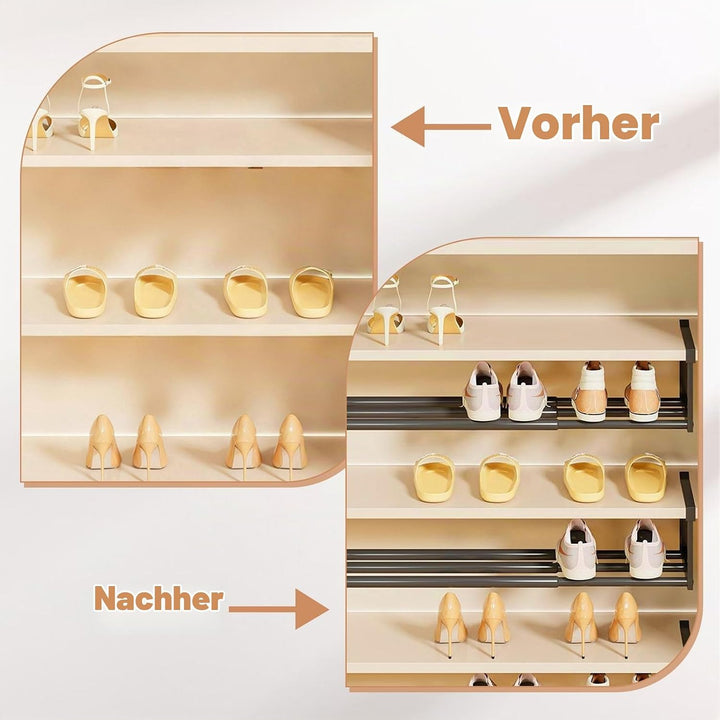 DMJJSD Hängendes Schuhregal Organizer 2Pcs, Erweiterbarer 40-70cm Schuhorganizer Hängend, Schuhregal