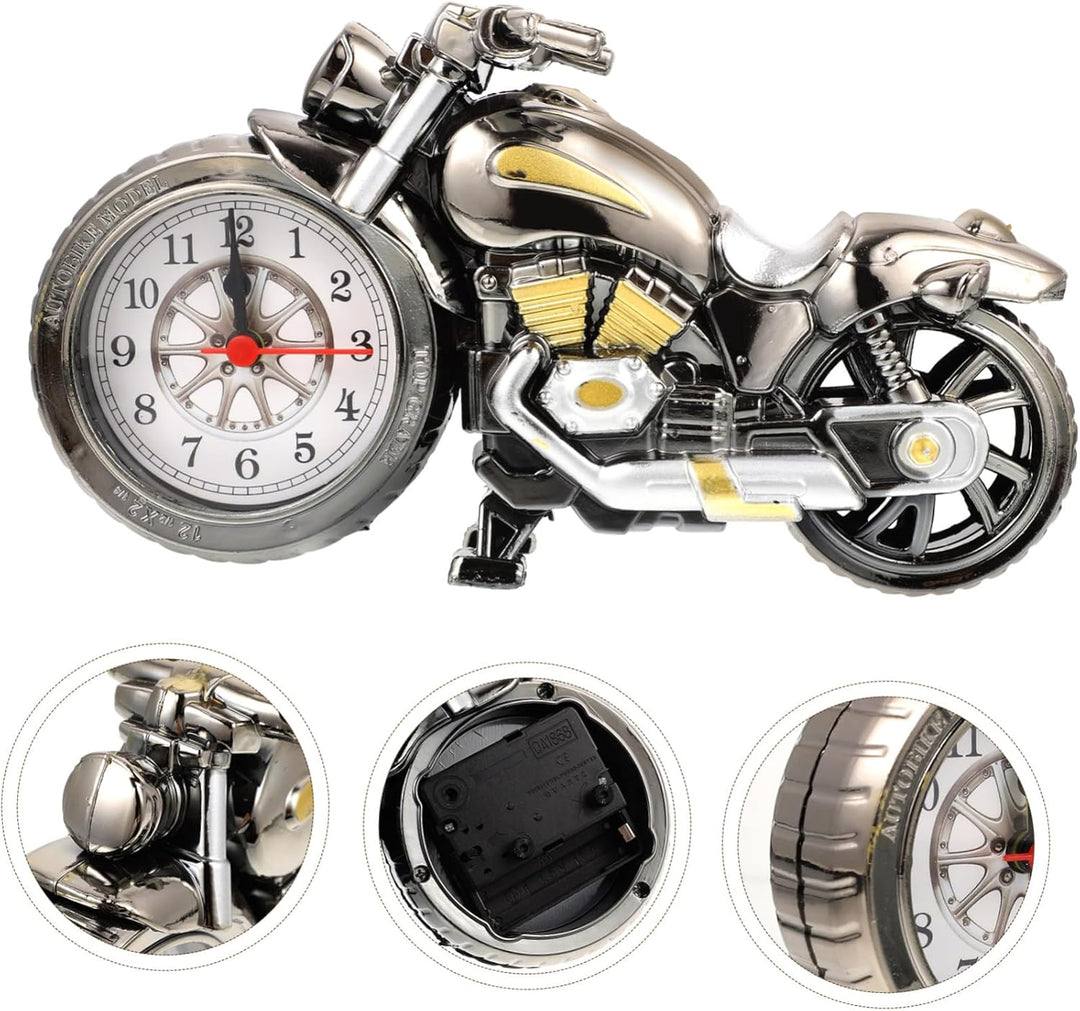 1 Stück -Wecker Fahrrad-Statue Desktop-Ornamente Form Uhr Rustikaler Schreibtisch Mini-Uhr Bürotisch