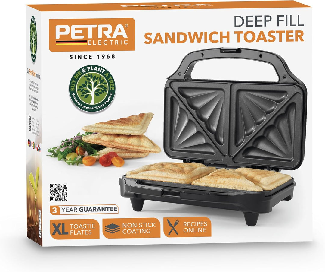Petra PT2017TVDE XL-Sandwichtoaster - BPA-frei, tiefe, leicht zu reinigende antihaftbeschichtete Dop