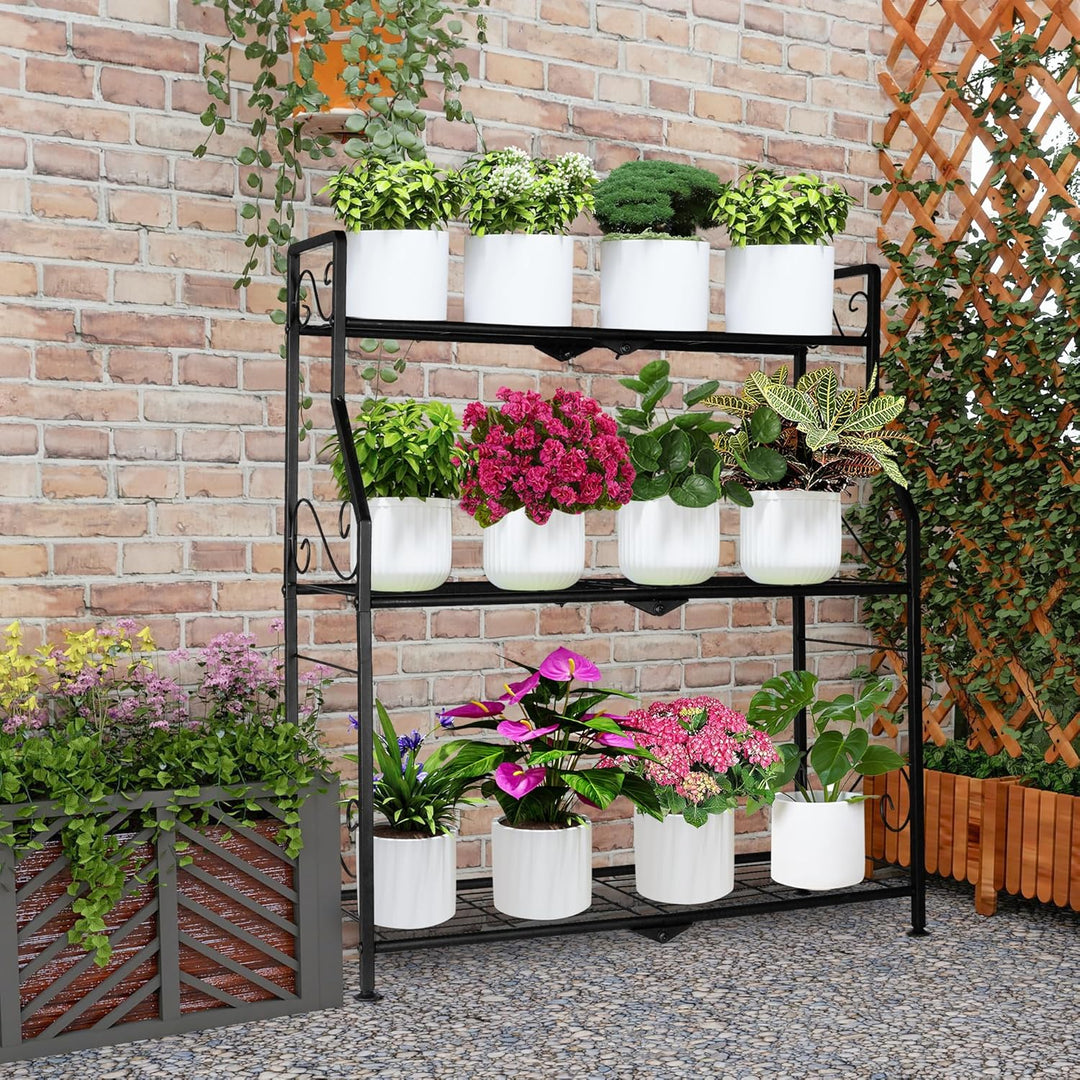 Metall-Blumenleiter 3-stufig (Pflanzenständer) – für Balkon, Garten & Wohnung Stabile Blumentreppe