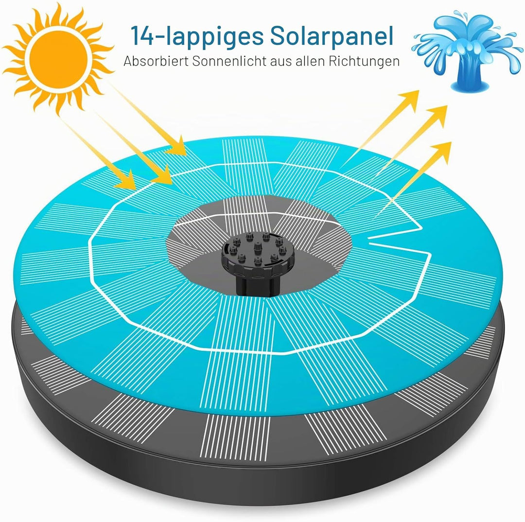 AISITIN 3.5W Solarbrunnen für Draussen (φ180mm) Solar Springbrunnen für Aussen mit 4 Stützstangen So