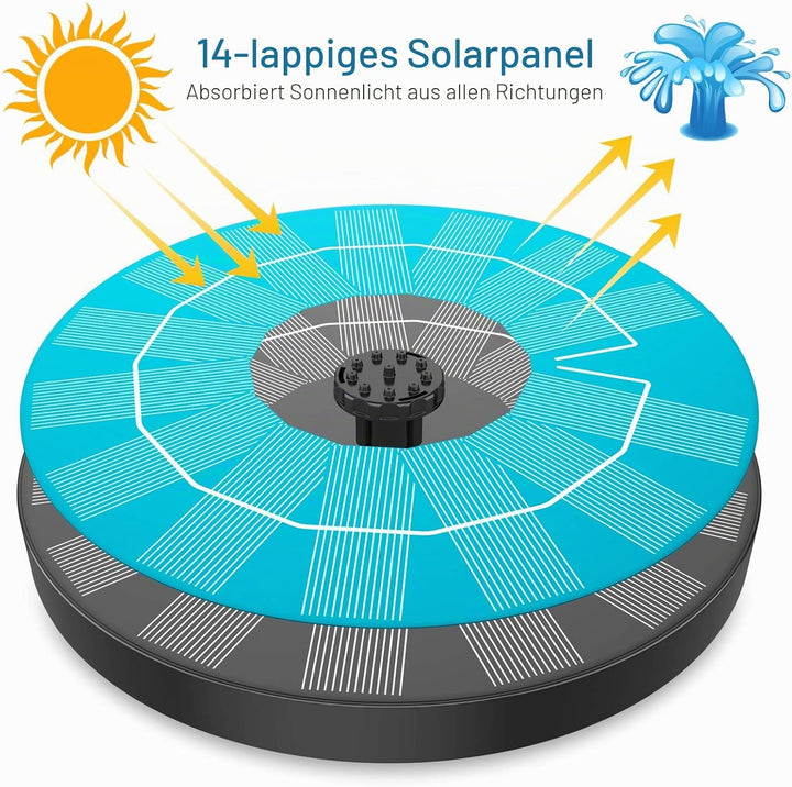 AISITIN 3.5W Solarbrunnen für Draussen (φ180mm) Solar Springbrunnen für Aussen mit 4 Stützstangen So