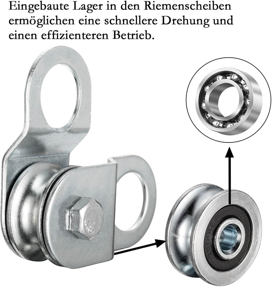 Umlenkrolle mit 2 Kugellager, Umlenkrollen für 6mm Seile Stahlseil, Tragkraft 50kg, 4 Stück 4 32mm,