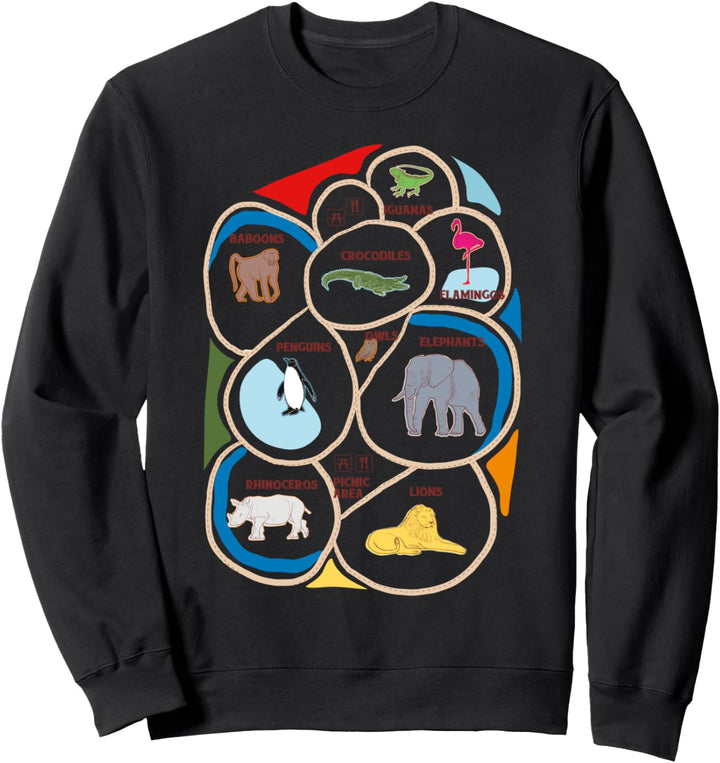 Zoo Park Karte Tiere Jungen Grafik Lustige Mädchen Neuheit Sweatshirt