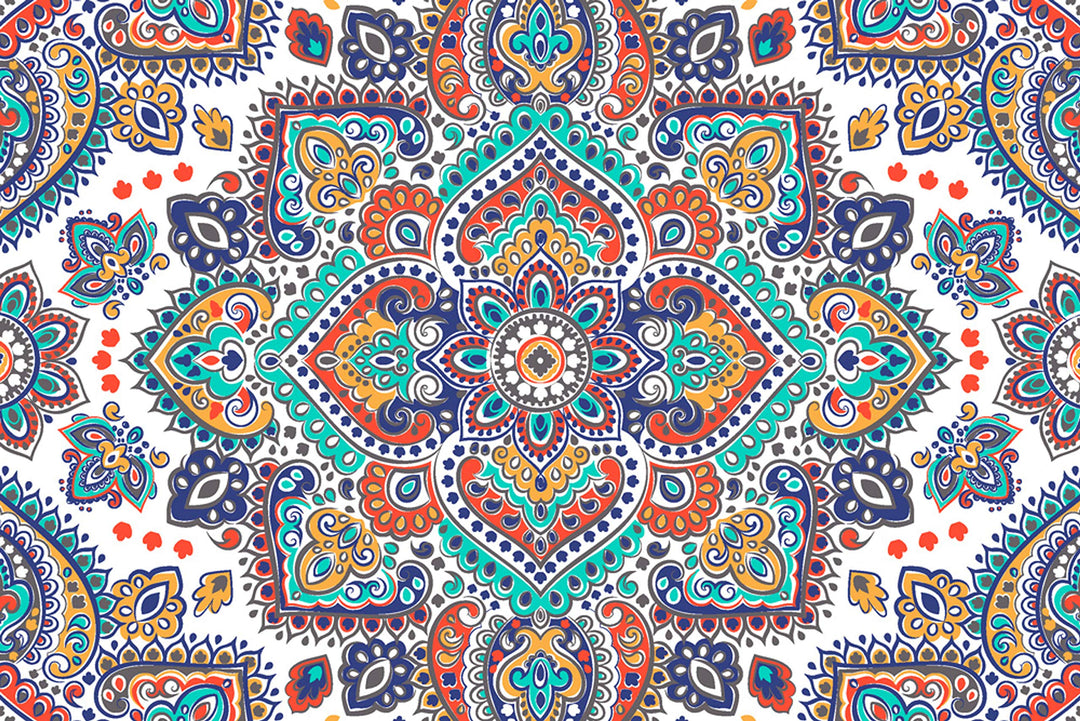 Cuadros Lifestyle Küchen Spritzschutz „Indian Floral“ | Küchenrückwand | Alu-DiBond | Fliesenschutz